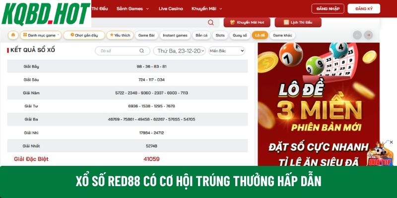 Xổ số Red88 có cơ hội trúng thưởng hấp dẫn